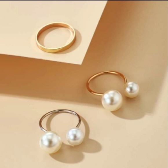 💎💞Elegant Pearl Cuff Ring Set! - Picture 4 of 8